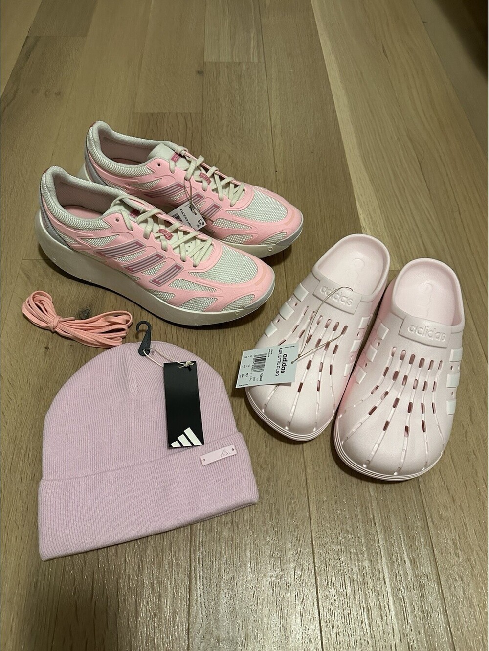 Adidas ‘The Pink Pack’ Men’s Size 13 Arukus, Clogs & Toque BNIB